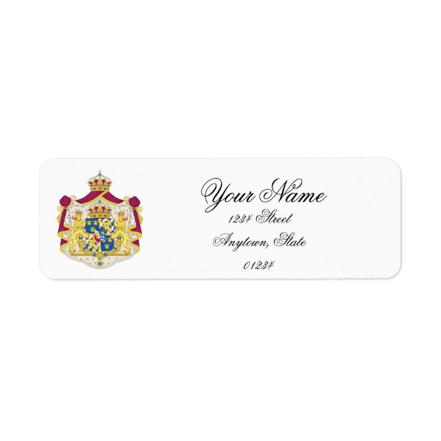 Svenska Royalty personalize Returadress Etikett (Framsidan)