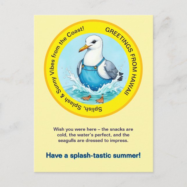 Svenska Stänk-tastiska sommarhawaiifåglar hälsning Vykort (Framsida)