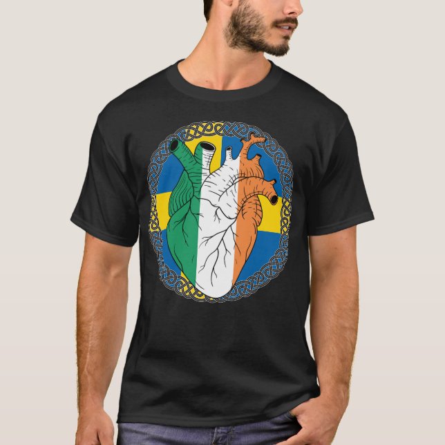 Svenska Sverigen Saint Patricks Day Irish Ireland T Shirt (Framsida)