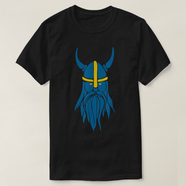 Svenska Sverigen Viking Helmet with Horns Scandina T Shirt (Design framsida)