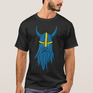 Svenska Sverigen Viking Helmet with Horns Scandina T Shirt