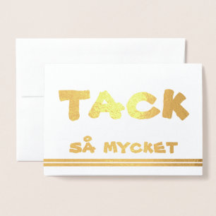 Svenska Tack i Guld Folierat Kort