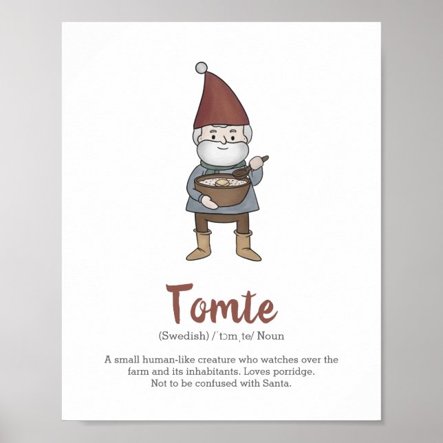 Svenska Tomte Gnome-definitionen Poster (Framsidan)