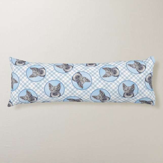 Svenska Valhund Painting Cute Original Hund Art Kroppskudde (Framsidan)