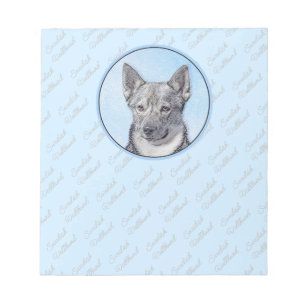 Svenska Vallhund Painting - Cute Original Hund Art Anteckningsblock