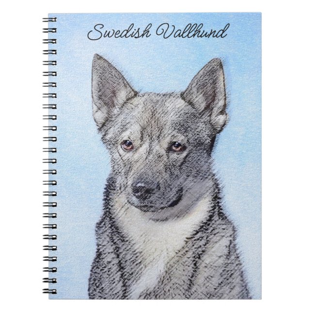 Svenska Vallhund Painting - Cute Original Hund Art Anteckningsbok (Framsidan)