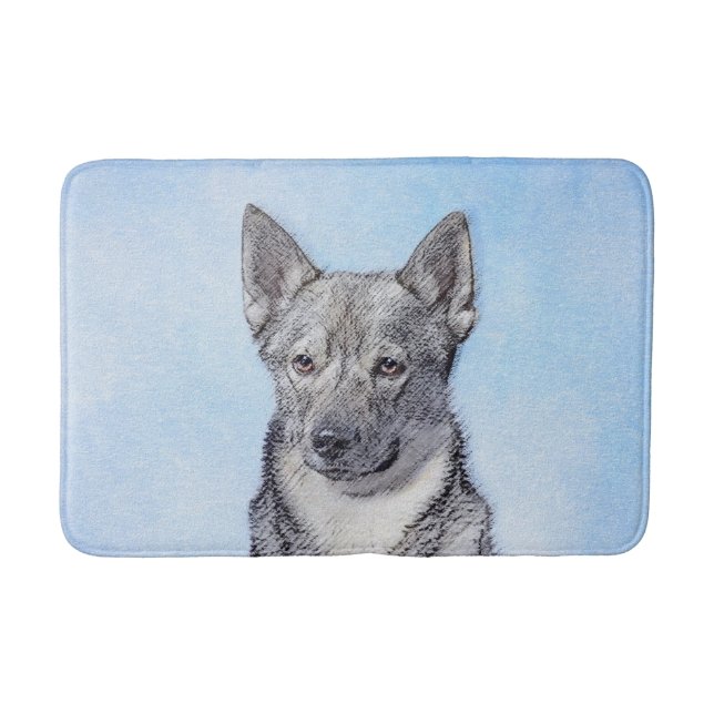 Svenska Vallhund Painting - Cute Original Hund Art Badrumsmatta (Framsidan)