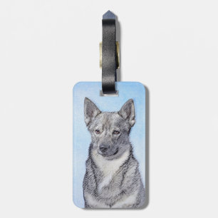 Svenska Vallhund Painting - Cute Original Hund Art Bagagebricka