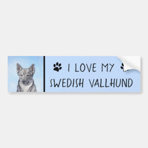 Svenska Vallhund Painting - Cute Original Hund Art Bildekal