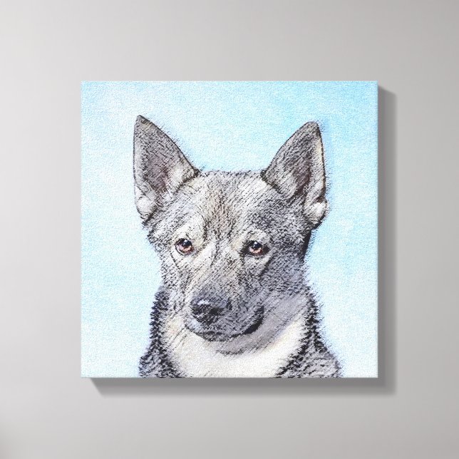 Svenska Vallhund Painting - Cute Original Hund Art Canvastryck (Framsida)