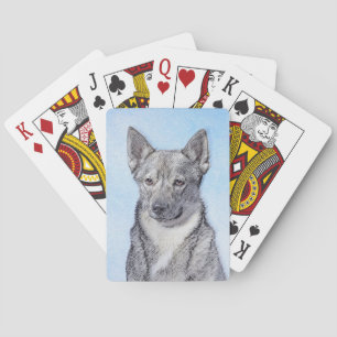 Svenska Vallhund Painting - Cute Original Hund Art Casinokort