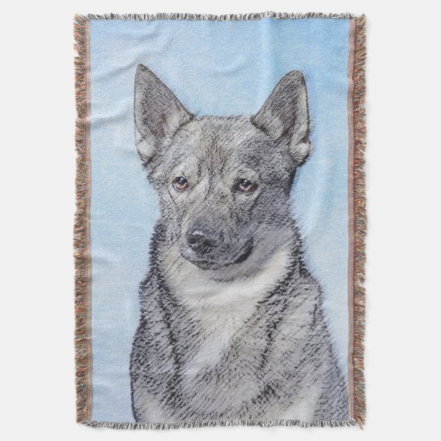 Svenska Vallhund Painting - Cute Original Hund Art Filt (Framsidan Vertikal)