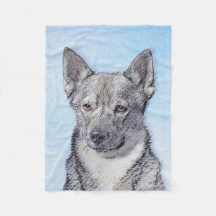 Svenska Vallhund Painting - Cute Original Hund Art Fleecefilt