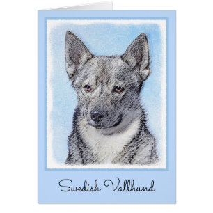 Svenska Vallhund Painting - Cute Original Hund Art Hälsningskort