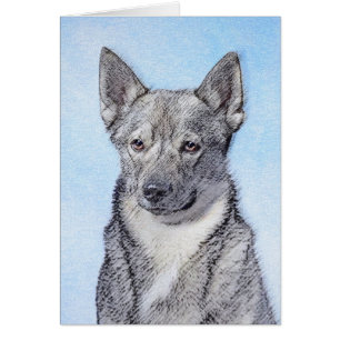 Svenska Vallhund Painting - Cute Original Hund Art Hälsningskort