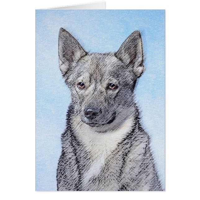 Svenska Vallhund Painting - Cute Original Hund Art Hälsningskort (Framsidan)