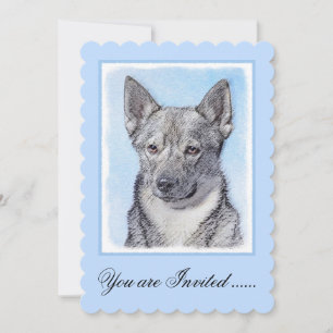 Svenska Vallhund Painting - Cute Original Hund Art Inbjudningar