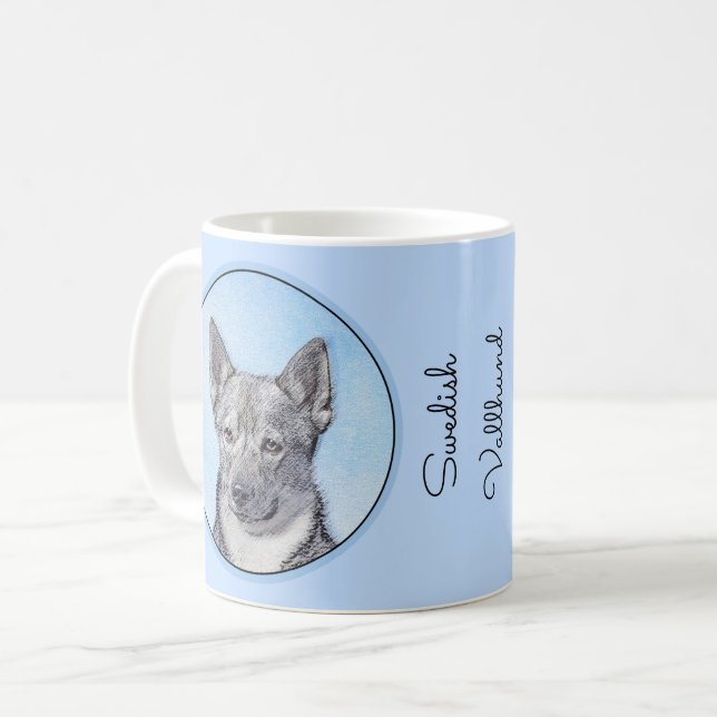 Svenska Vallhund Painting - Cute Original Hund Art Kaffemugg (Framsida vänster)