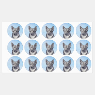 Svenska Vallhund Painting - Cute Original Hund Art Klistermärke