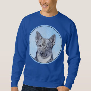 Svenska Vallhund Painting - Cute Original Hund Art Lång Ärmad Tröja