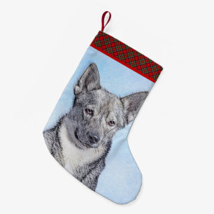 Svenska Vallhund Painting - Cute Original Hund Art Liten Julstrumpa