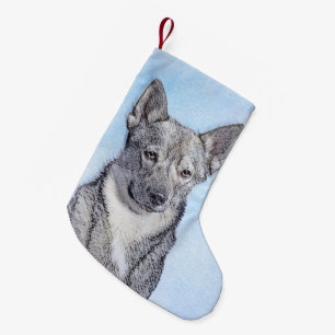 Svenska Vallhund Painting - Cute Original Hund Art Liten Julstrumpa
