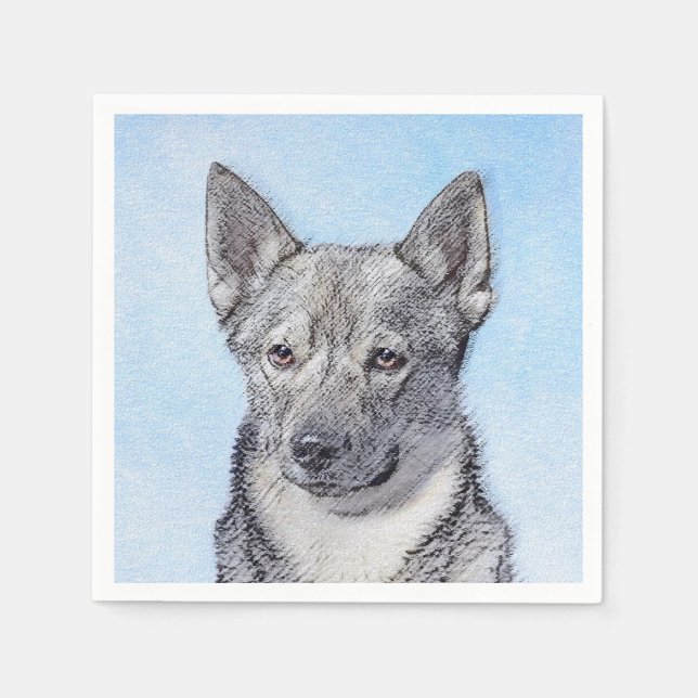 Svenska Vallhund Painting - Cute Original Hund Art Pappersservett (Framsidan)