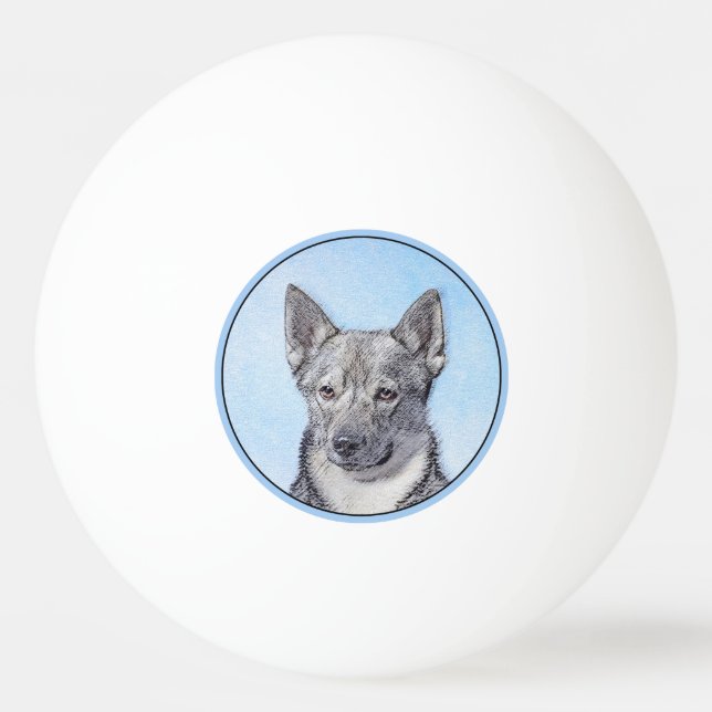 Svenska Vallhund Painting - Cute Original Hund Art Pingisboll (Framsidan)