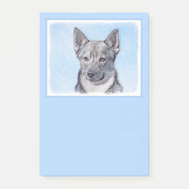 Svenska Vallhund Painting - Cute Original Hund Art Post-it Block (Framsida)