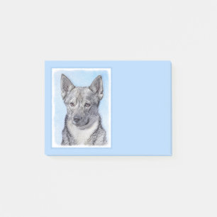 Svenska Vallhund Painting - Cute Original Hund Art Post-it Block