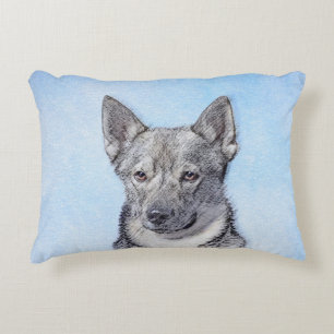 Svenska Vallhund Painting - Cute Original Hund Art Prydnadskudde