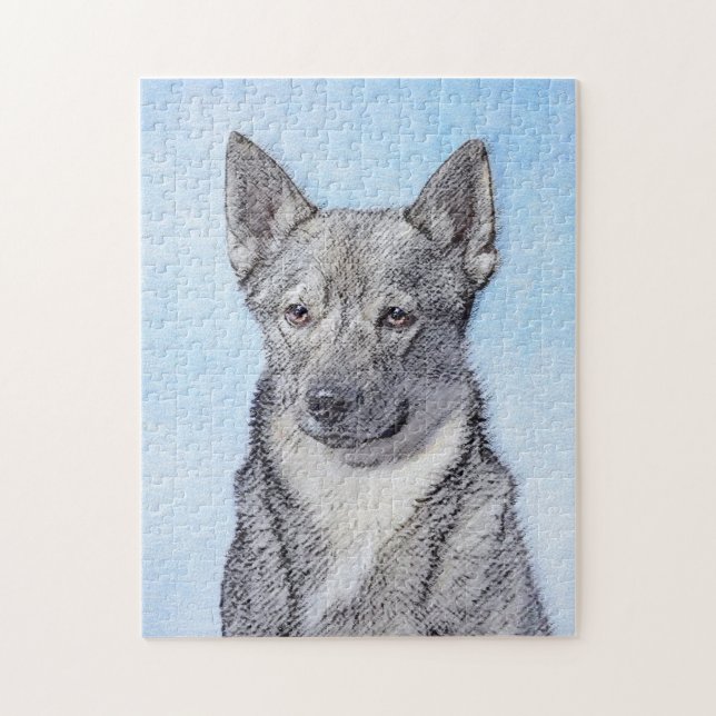 Svenska Vallhund Painting - Cute Original Hund Art Pussel (Vertikal)