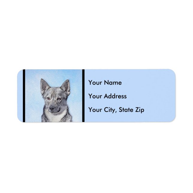 Svenska Vallhund Painting - Cute Original Hund Art Returadress Etikett (Framsidan)