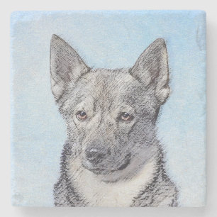 Svenska Vallhund Painting - Cute Original Hund Art Stenunderlägg