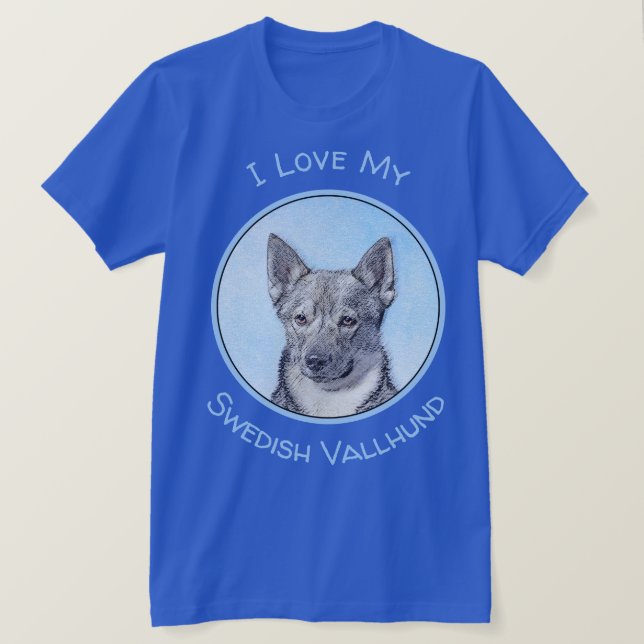 Svenska Vallhund Painting - Cute Original Hund Art T Shirt (Design framsida)