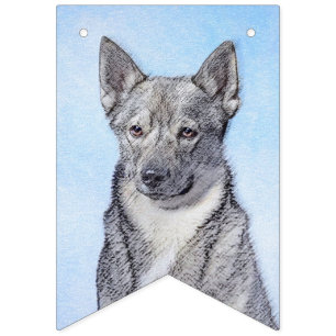 Svenska Vallhund Painting - Cute Original Hund Art Vimplar