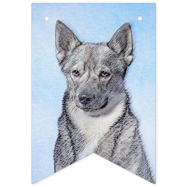 Svenska Vallhund Painting - Cute Original Hund Art Vimplar (Första flaggan)