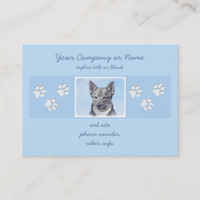 Svenska Vallhund Painting - Cute Original Hund Art Visitkort (Framsida)