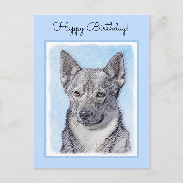 Svenska Vallhund Painting - Cute Original Hund Art Vykort (Framsida)