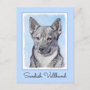 Svenska Vallhund Painting - Cute Original Hund Art Vykort
