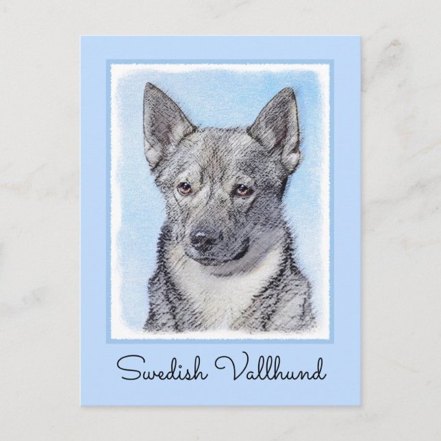 Svenska Vallhund Painting - Cute Original Hund Art Vykort (Framsida)