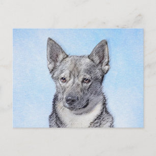 Svenska Vallhund Painting - Cute Original Hund Art Vykort