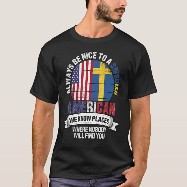 Svenska Vi känner Ställen där Land svor T Shirt (Framsida)