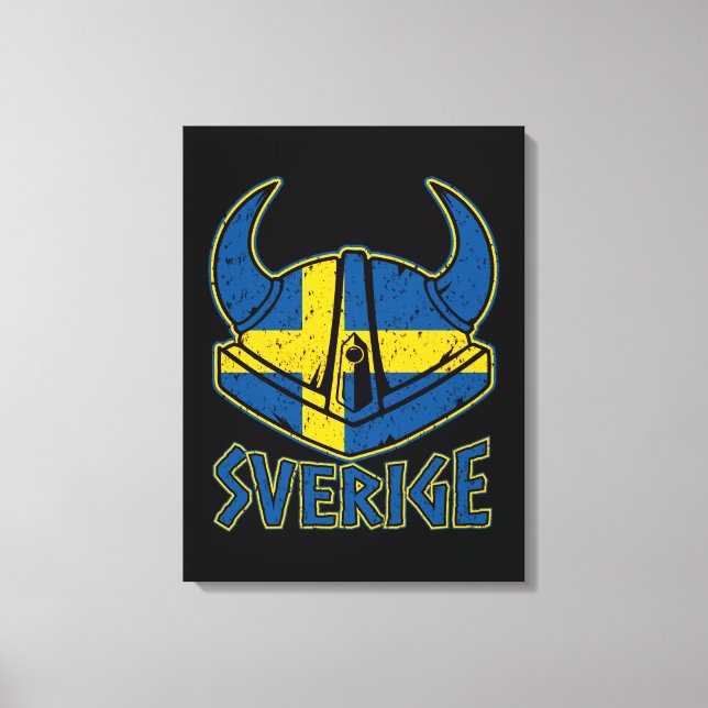 Svenska Viking Helmet Gift Svenska Flagga Viking Canvastryck (Framsida)