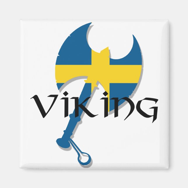 Svenska Viking Sverige flagga Ax Magnet (Framsidan)