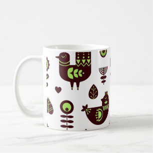 Svenska Vintagen Folklore Tulip Bird Mönster Kaffemugg