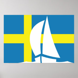 Svenskflagga som seglar den nautiska yachtsverigen poster