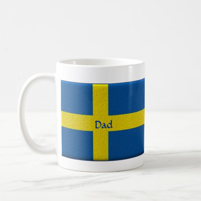 Svenskflaggapappa eller anpassningsbarnamn kaffemugg (Vänster)