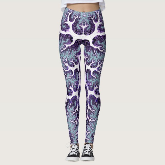 SVENSKILD KLIMMING ~ Lila Blue White 3D ~ Leggings (Framsida)