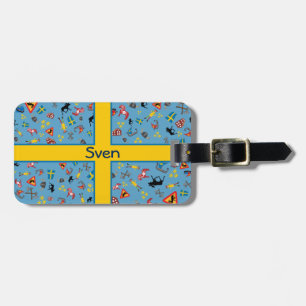 Svenskkulturobjekt med flagga bagagebricka
